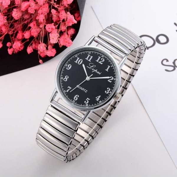 Rustfrit Stålbånd Legering Elskere Business Quartz Urværk Håndledsur Elastisk Rem Bånd Par Håndledsur Relogio Feminino