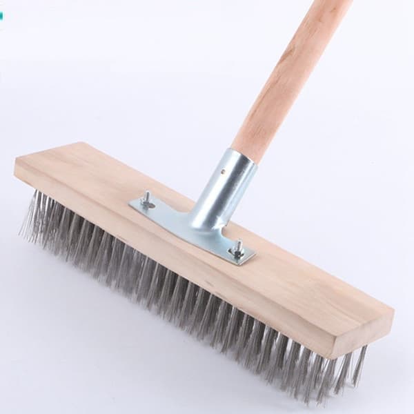 Dekontamineringsgulvbørste Yard veibørste stålbørste (30cm rustfritt stålbørstehode + jerndeler),