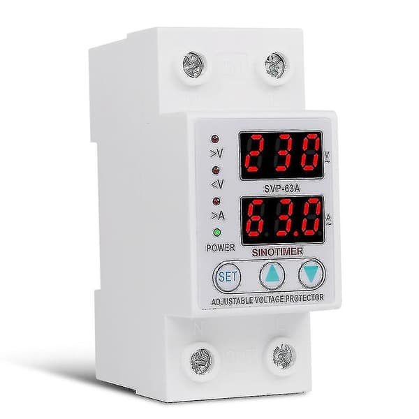 63A 230V Över- och Underspänningsskyddsskydd Strömbegränsare Voltmeter