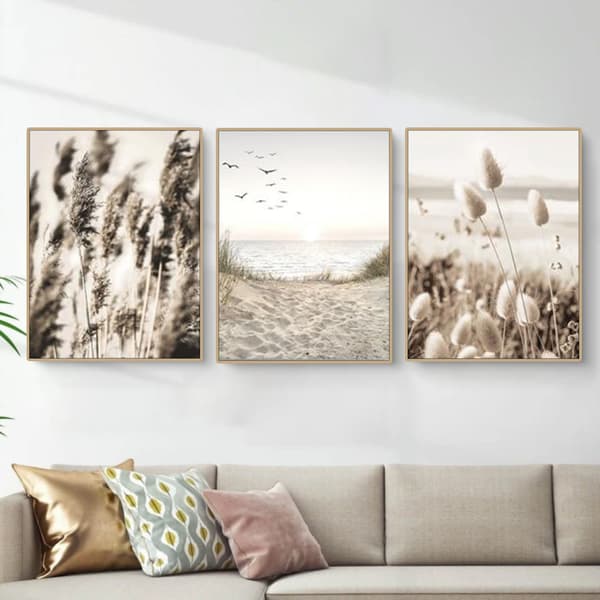 Veggbilde Dekor 3x (30x42cm) Mindful Beige Strand UTEN