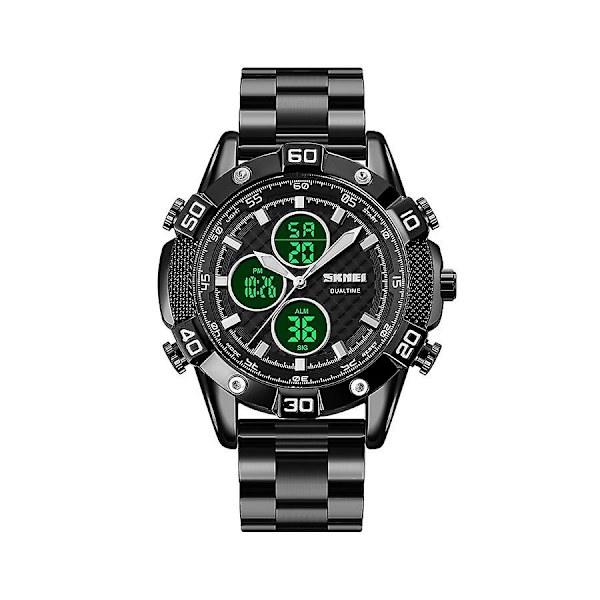 Mænds Mode Sports Quartz Dobbelt Display Digital Vandafvisende Ur 1838