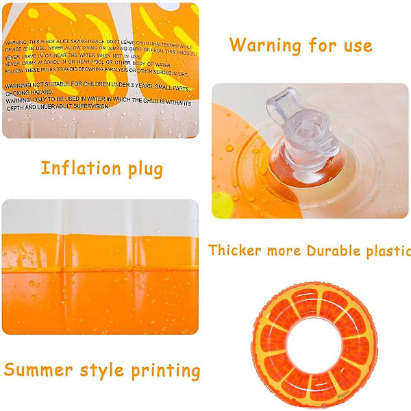 Oppustelig BadeRing, Holdbar Vandmelonformet Sommer Pool Strand Party Svømme Float Tube, Vand Sjov Sommer Strand Svømme Float Til Børn Voksen Orange Swim Ring 60cm