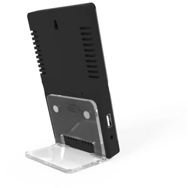 LED spegelklocka, termometer och hygrometer, elektronisk väderklocka, väckarklocka, fet röd text