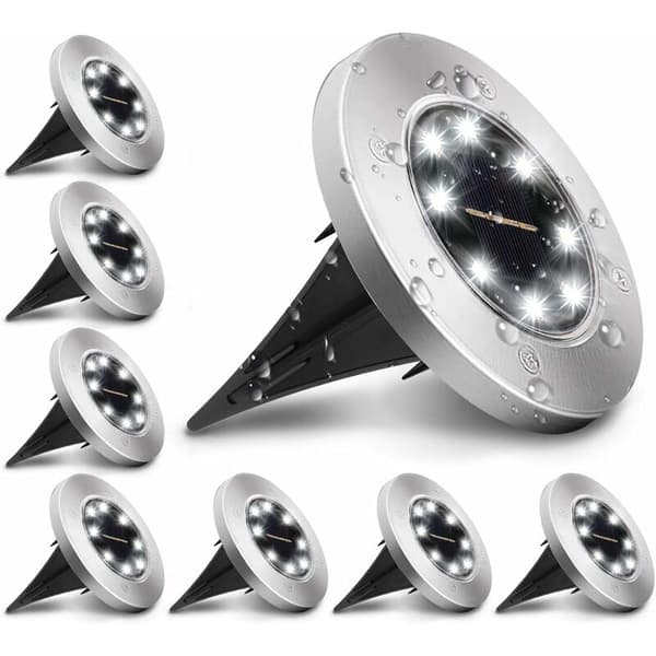 8LED solcelled underjordisk lys i rustfrit stål (8LED underjordisk hvidt lys)