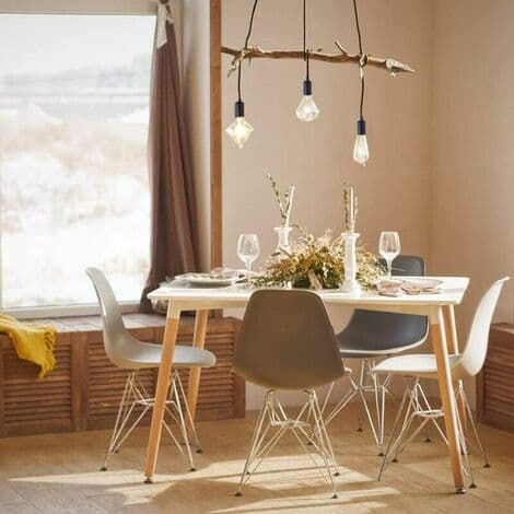 Lamper 1,5M Justerbar DIY Pendel Lysekrone til Stue Bar Sort - Sort