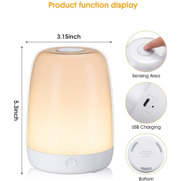 Dimbar LED Sänglampa - 3 Ljuslägen - Touchsensor - Varmvit