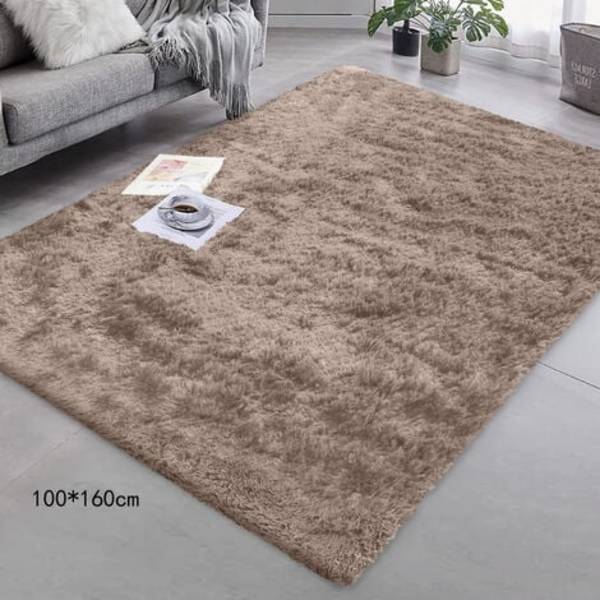 Shaggy matta för vardagsrum - Modern och fluffig - Kort lugg - Halkfri, Kamel (100 cm x 160 cm)