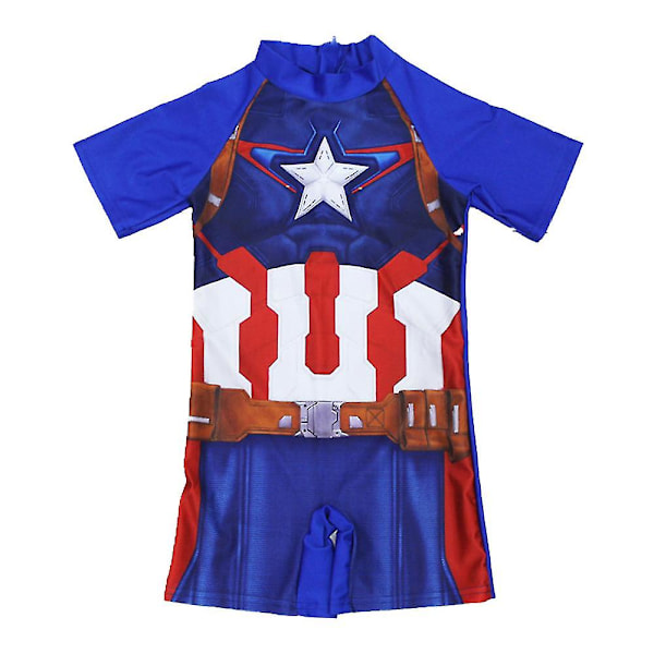 Barn Pojkar 3d Badkläder The Avengers Superhjälte En-delad Jumpsuit Badkläder Captain America - B 6-8 Years