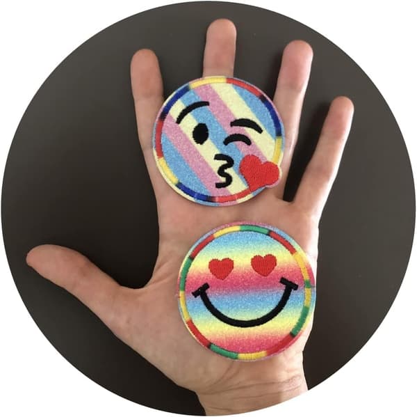 Emoji Stryk-på-lappar för Kläder - 9 Lappar (6,3 cm) för