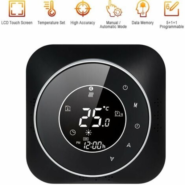 95-240V Programmable Thermostat Lcd Touch With Backlight Water Heating Thermoregulator Temperature Controller, Black, No