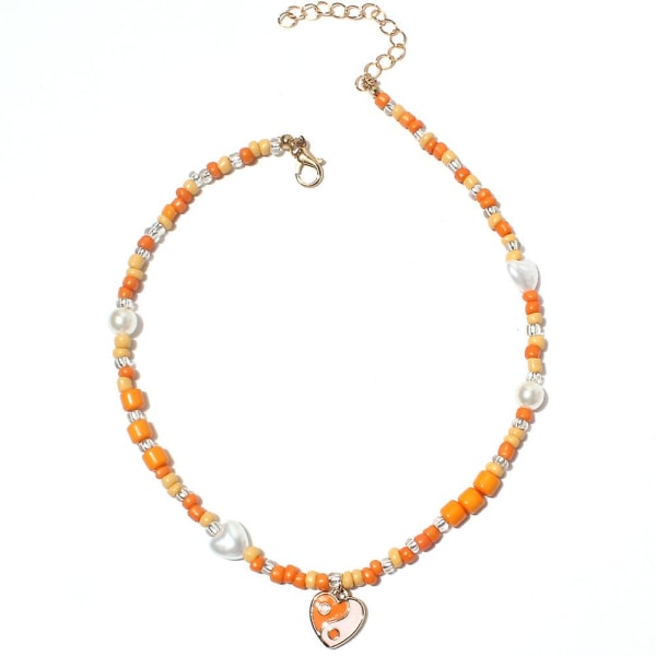 Halsband Pearl Choker Modesmycken B1686 orange