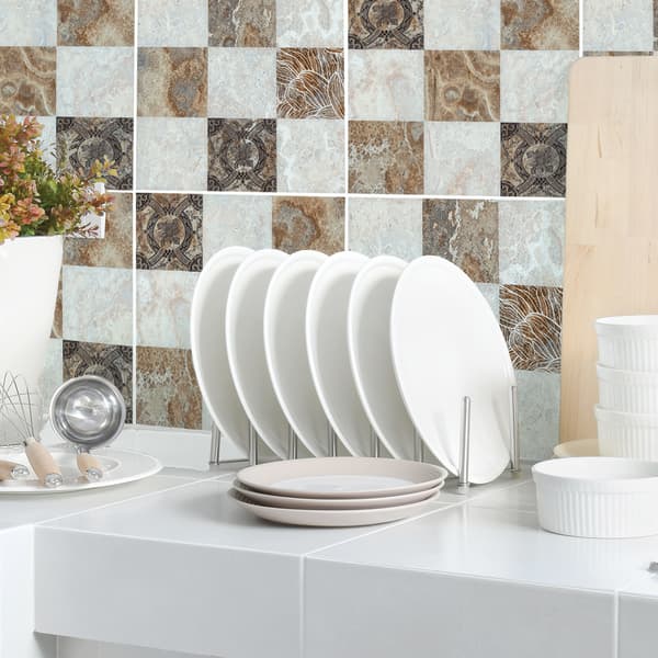 6 Stykker Imitation Marmor Gulvfliser (20*20CM) - Selvklæbende