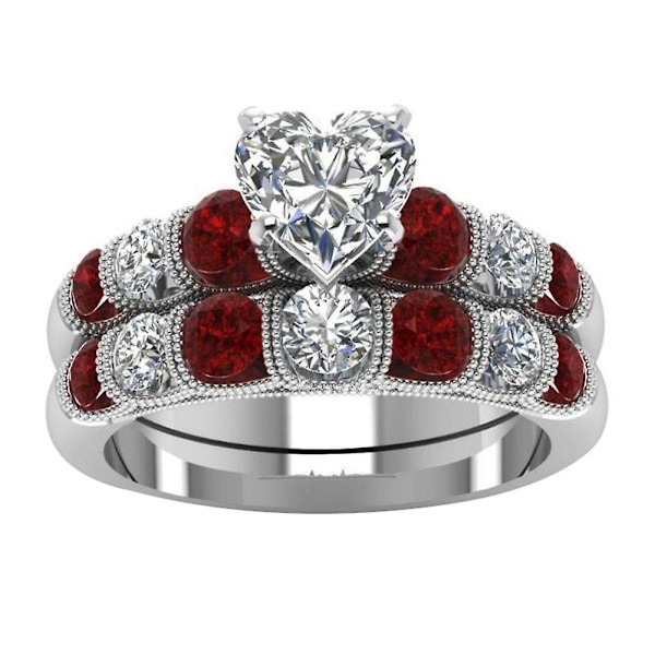 2-pack Retro Damringar med Falska Rubin Hjärta Strass Inlägg Smycken Present US 7