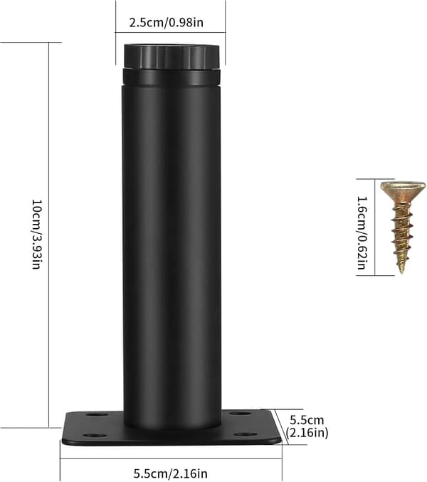 (10 cm/4 tommer) 4 stk. møbelben, justerbare møbler