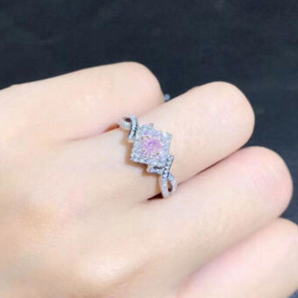 Ring Kvadratisk Kubisk Zirkonia All-Match Legering Brud Bröllop Rhinestone Fingerband För Kvinnor US 5
