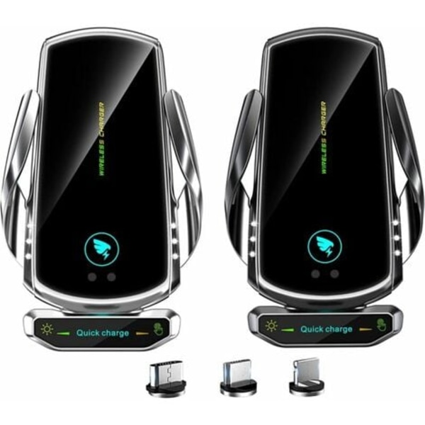 Trådlös billaddare, telefonhållare, automatisk fastspänning, luftventilationsfäste kompatibel med iPhone 13 Pro, 12 Max Mini/11/XS/XR Sa
