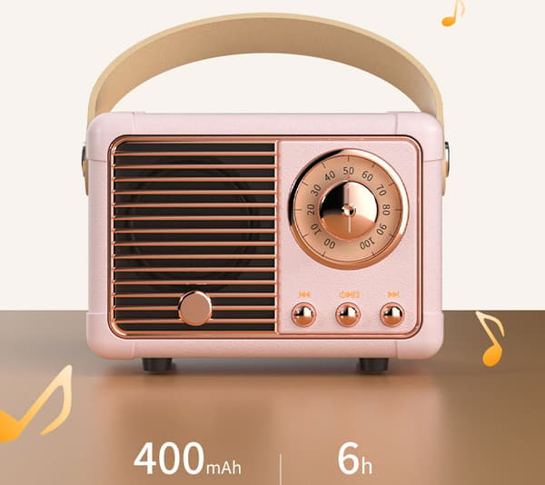 Retro bærbar lyd, nostalgisk mini Bluetooth-høyttaler (den svarte)