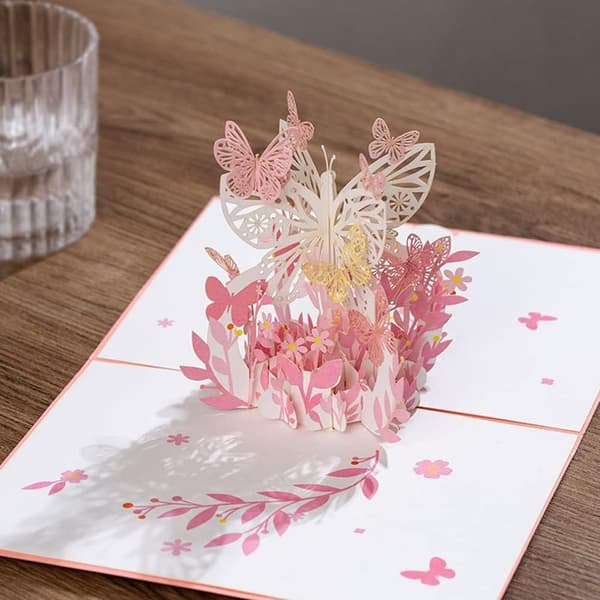 1 stk 3D-kort med konvolutt til Valentinsdag, bursdag, bryllup,