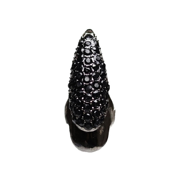 Eagle Claw Rock Style Unisex Ring Alloy Lang Fingertupp Rhinestone Negle Ring Cosplay Tilbehør Black S