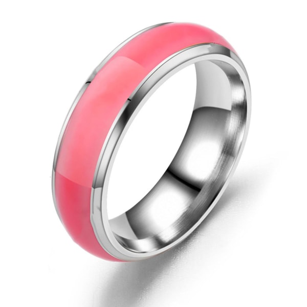 Enkel mode unisex lysende ensfarvede glødende ring smykketilbehør Pink US 6