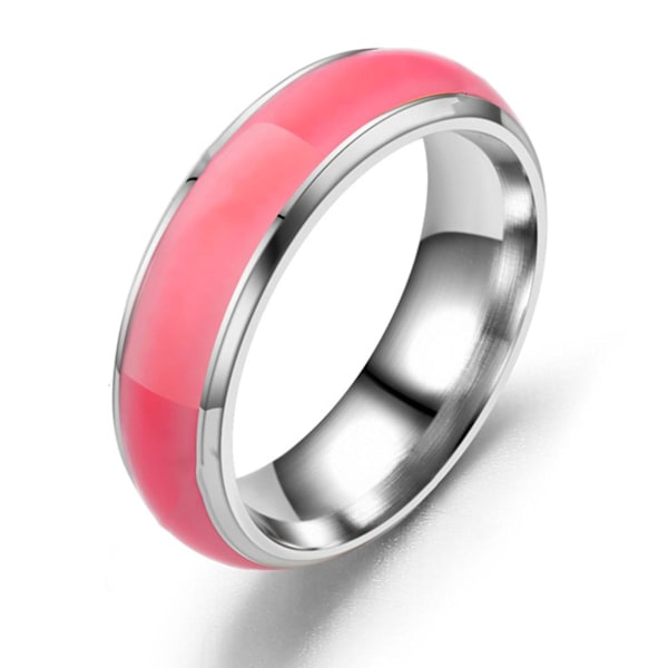 Enkel Unisex Luminous Solid Färgad Glowing Ring Smycke Tillbehör Pink US 6