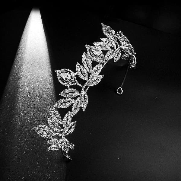 Glitrende Blad Hodebånd Håndlaget Rhinestones Hodeplagg Brudeslør Hårbånd Hårtilbehør For
