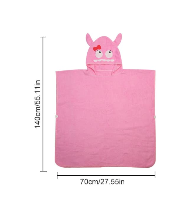 Børnebadekåbe lyserød monstertrøje 60*120cm
