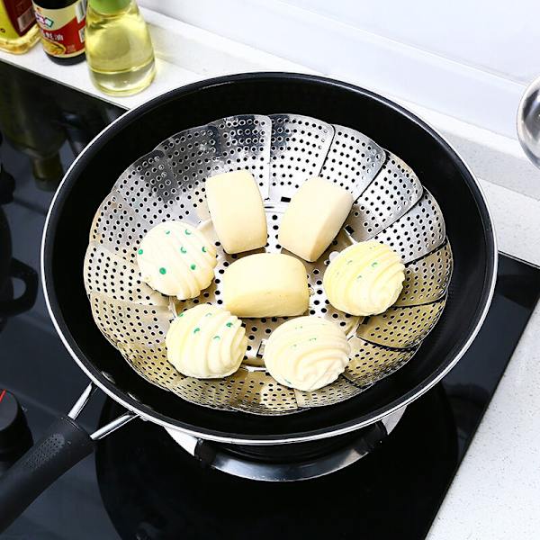 Vegetabilångare, hopfällbar vegetabilångare med 4 ben i rostfritt stål, diameter 14-23 cm, för matlagning av grönsaker och