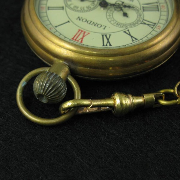 Vintage hel koppar för män för handvind Mekanisk Second&24hours Sub-dials Watch i kartong