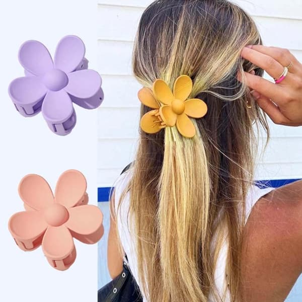 6 Stykker Store Hårklemmer Matte Blomster Hårklemmer Hår