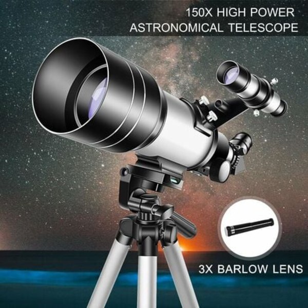 Modell 30070 Høy Effekt Monokular 150X HD Astronomisk Teleskop, Hvit - Hvit