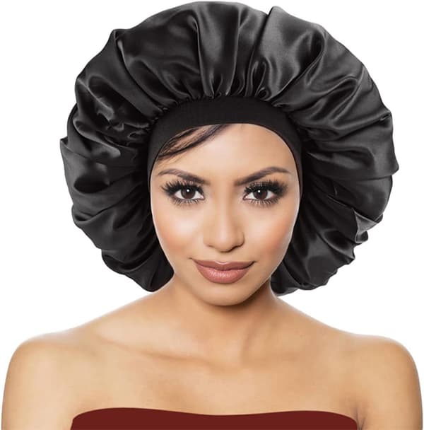 Satin Natbonnet, sovehatte, elastisk bredt bånd til kvinder