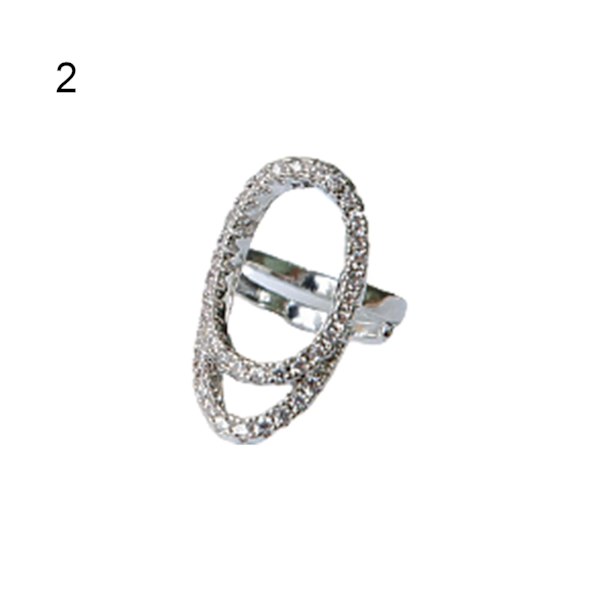 Fingertoppring för kvinnor och flickor, metall, ihålig, cool, glänsande, med kubisk zirkonia 2