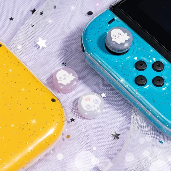 Ghost Thumb Grips - Halloween Gothic Clear Glitter Gamepad
