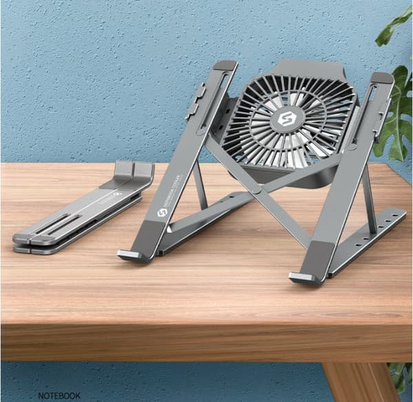 Radiator Laptopstativ Radiator Bærbart Løft med Vifte (Grått Stativ + Grå Vifte)