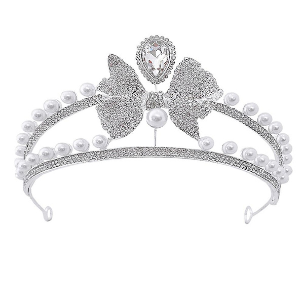 Brudkrona med rosett, hårtillbehör, prinsessdiadem, födelsedagspresenter