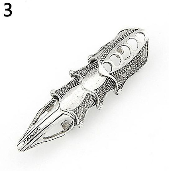 Herr & Dam Gothic Punk Knuckle Full Finger Claw Ring Statement Smycke Silver