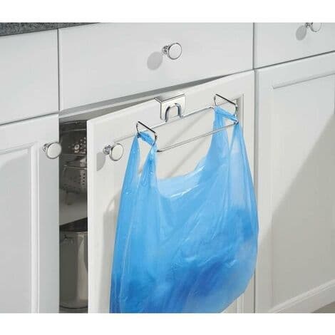 mDesign opbevaringsstativ til plastikposer og poser - praktisk krog i kromstål - nem montering