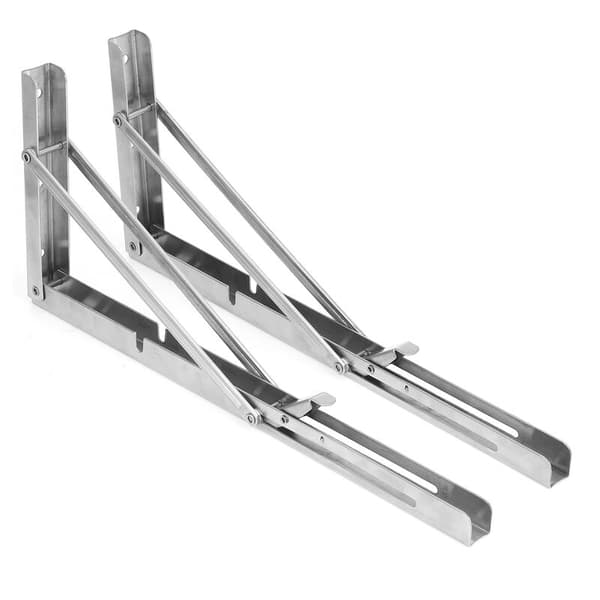 Foldbar Trekant Hyldebeslag i Rustfrit Stål - 2 stk., 16 Tommer 40 cm Rustfrit Stål Holdbart