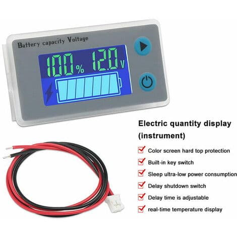 Batterikapasitetsmonitor 10-100V Programmerbar spenningsbatterinivåmåler