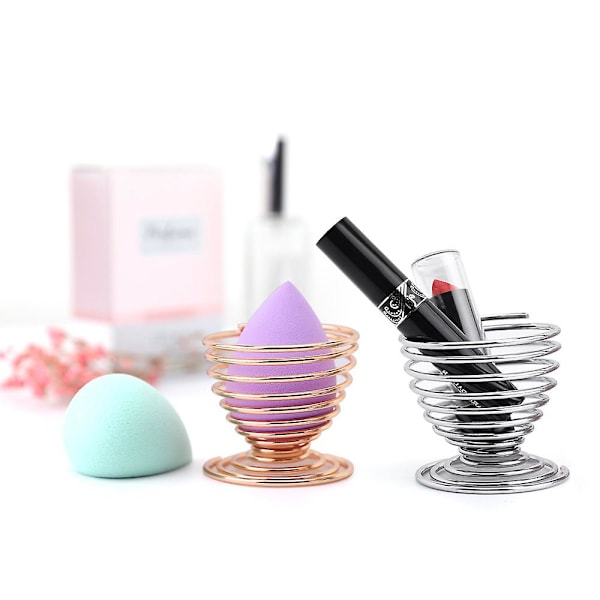 Svamp Makeup Blender Hållare, Makeup Puder Puff Svamp Hållare Skönhetsverktyg Torkställ Torkställ Ägg Puder Puff Display Stativ Silver