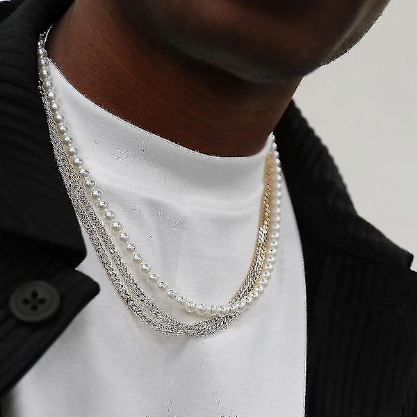 2022 Ny Trendy Imitation Pearl Halskæde Mænd Temperament Simple Håndlavet 6mm 45cm