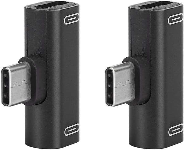 2-delt adapter, 2-i-1-konverter, aluminium USB-C hurtiglading