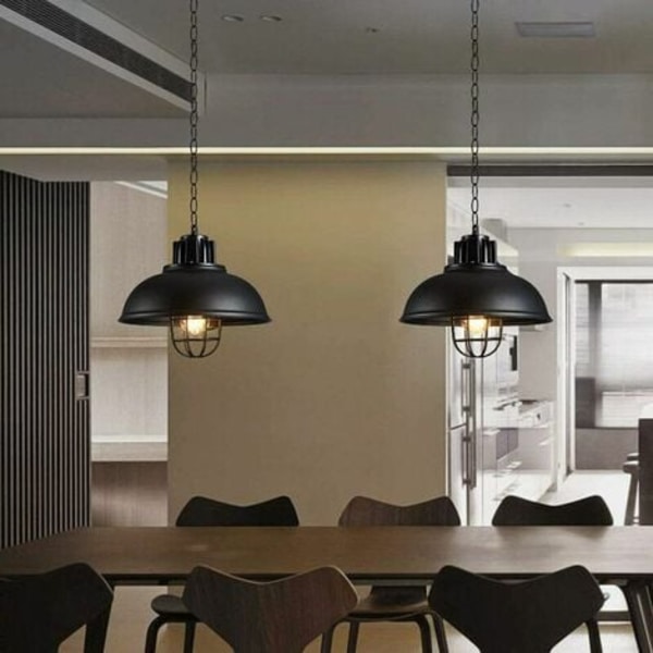Industriel Pendellampe, Ø33CM Industriel Lysekrone Loftlampe Metal Skærm Dekoration Belysning E27 til Stue K