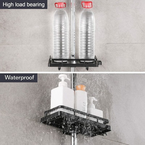 Duschhylla utan borrning Hängande duschhyllor Duschtillbehörshållare med två krokar och duschhuvudkrok för kostym [2