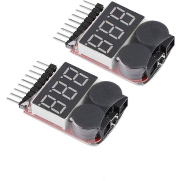 1S-8S Batteritester, RC Batterialarm Buzzer Lipo Checker med LED til Lipo, Li-ION, Li-Fe Batteri Fonepro