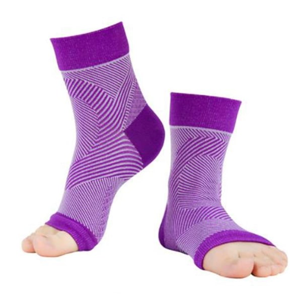Ankelstøtte, elastisk yogatreningskompresjonshylse, trykkfothylse Purple A Pair L XL