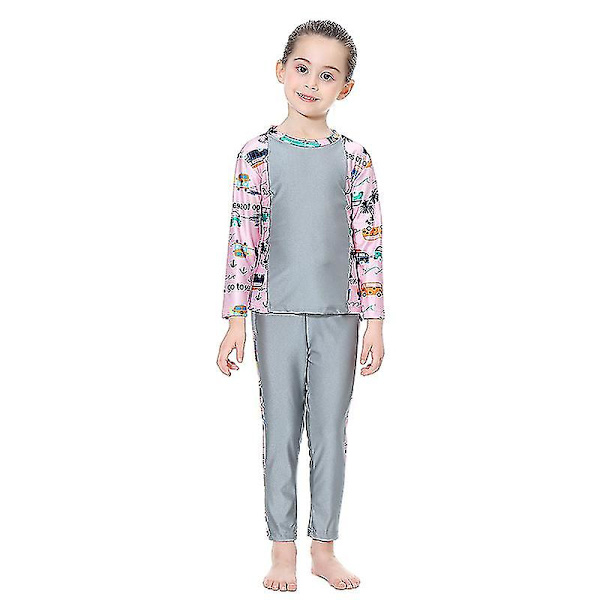 3-pack Muslimsk Badkläder för Flickor - Burkini, Islamisk Baddräkt, Strandkläder Grey 9-10 Years