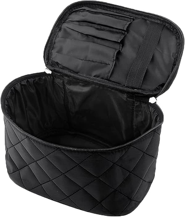1 sort stor makeuptaske, bærbar, vandtæt, klassisk