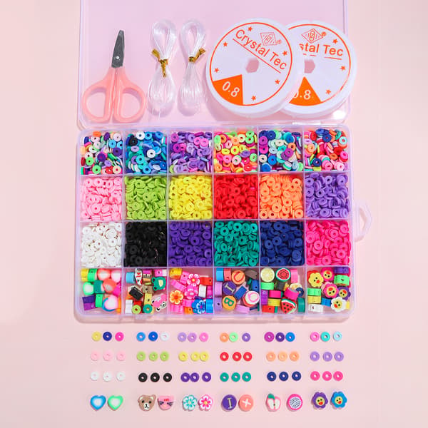 24 Gitre Blød Ler Bløde Keramiske Perler DIY Boks Håndlavet DIY Perlesæt